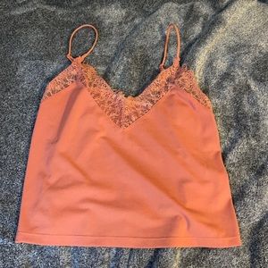 Burnt orange lace trim tank top